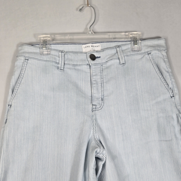 Lane Bryant Size 14 Wide Leg Crop Pinstripe Jean Culotte Capri High Rise 18" L - Picture 10 of 15